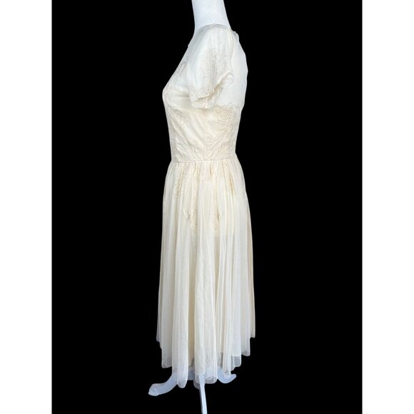 New ASOS Design‎ Formal Cocktail Midi Dress Size 4 Ivory Embroidered Floral - Picture 6 of 15